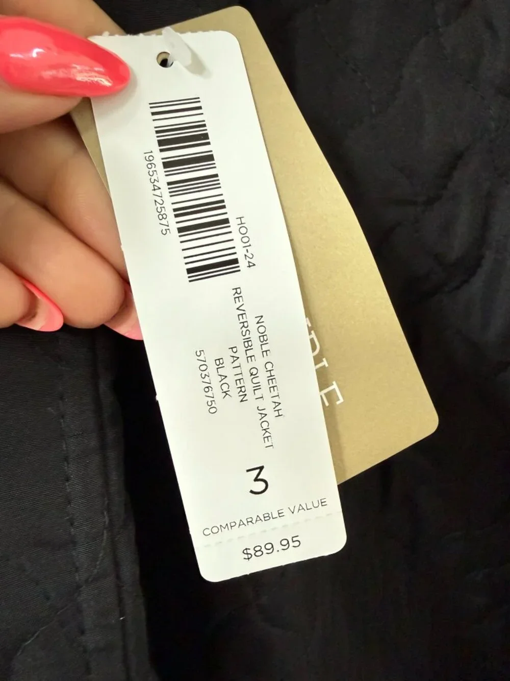 NWT Chico's Reversible Quilted Jacket Leopard Print Black Size 3 XL - Picture 6 of 7